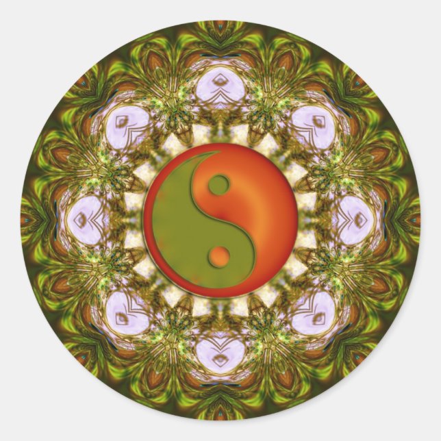 Redonda YinYang Mandala enfrenta a Pegatina (Anverso)