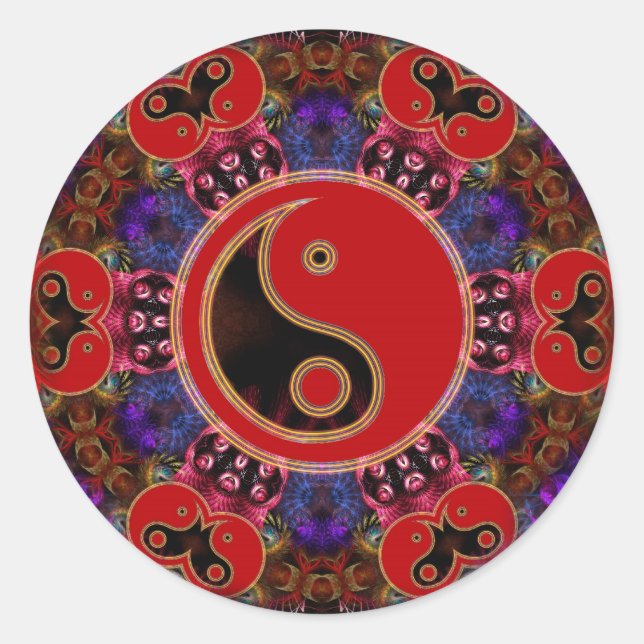 Redonda YinYang Wisdom Pegatina (Anverso)