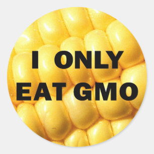 Redonda "Yo como solamente pegatina de GMO"
