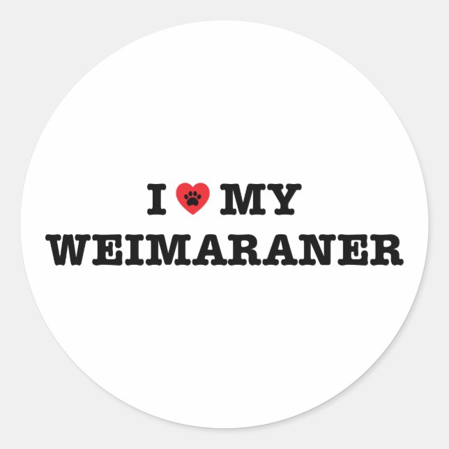 Redonda Yo Corazón Mi Pegatina Weimaraner (Anverso)