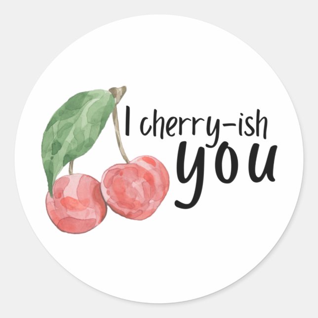 Redonda Yo soy Pegatina de Cherry-ish-you (Anverso)