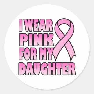 Redonda Yo uso rosa para mi hija Pegatina