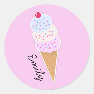 Redonda Yummy Icecream Cone Pegatina de redondeo personali