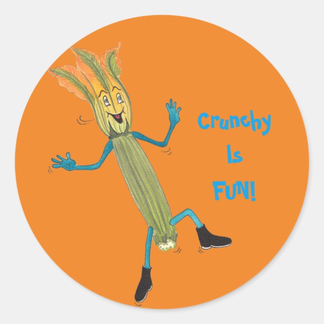 Redonda "Zach Zucchini" Pegatina redondo brillante (Anverso)