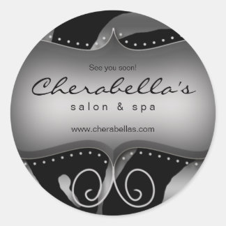 Redonda Zebra Animal Pegatina Silver Gray Salon Spa