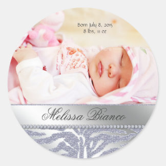 Redonda Zebra Jewelry Baby Girl Pegatina Silver