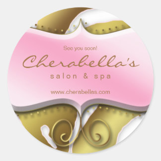 Redonda Zebra Jewerly Pegatina Pink Gold Salon Spa