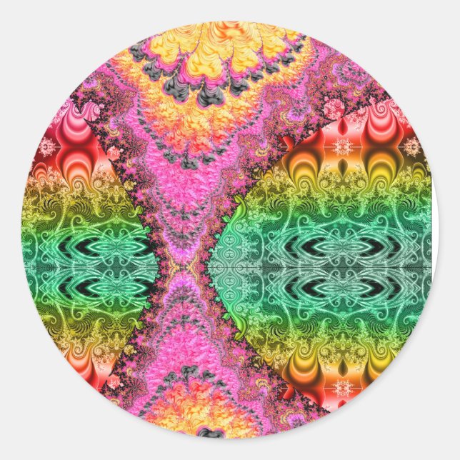 Redonda Zipper Fractal Psychedelic Art Pegatina 32325 (Anverso)