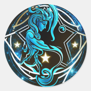 Redonda Zodiac - Pegatina de Aquarius