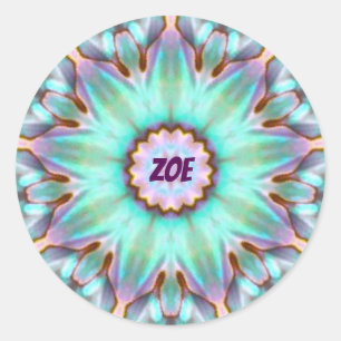 Redonda ZOE ~ Fractal Pegatina de la concha Paua personali