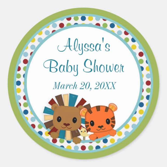 Redonda ZOO ZOO pegatina Baby Shower APK#1 (Anverso)