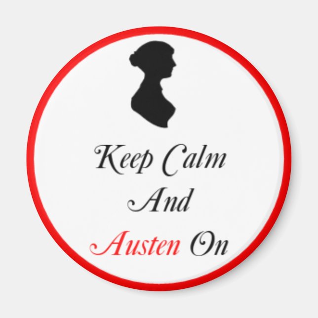Redondear Mantener la calma y Austen en el imán (Frente)