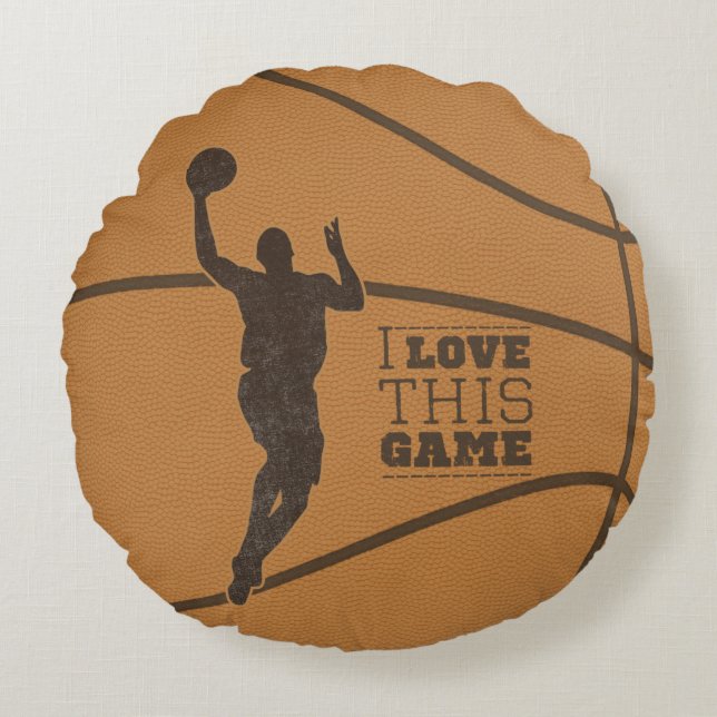 Redondo Baloncesto Niño Juego Amor Ronda Cojín decorativo (Anverso)