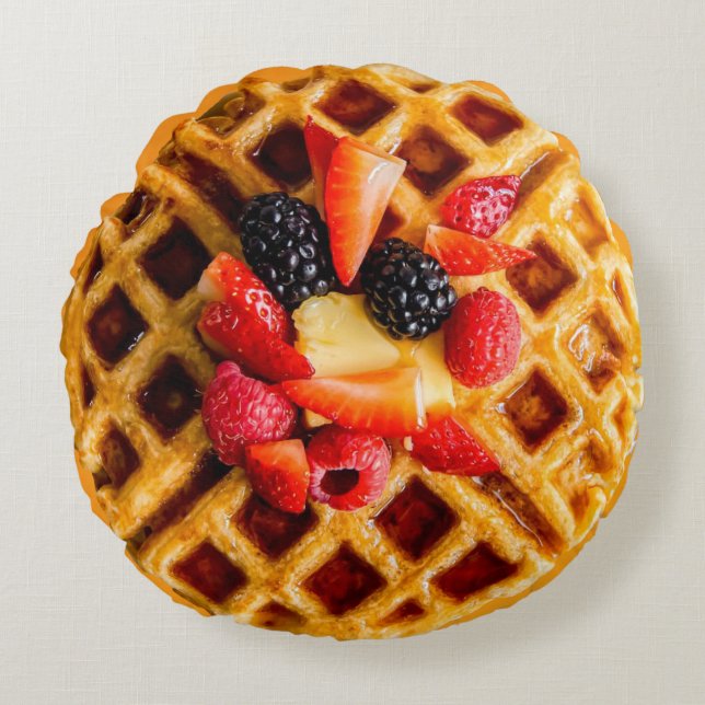 Redondo Berry Waffle Round Cojín decorativo (Anverso)