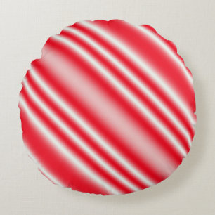 Redondo Candy Cane Cojín decorativo redondeado a rayas