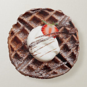 Redondo Chocolate Nutella Waffle Round Cojín decorativo