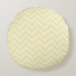Redondo Cojín de Chevron Baby Blue sobre Amarillo - Redond