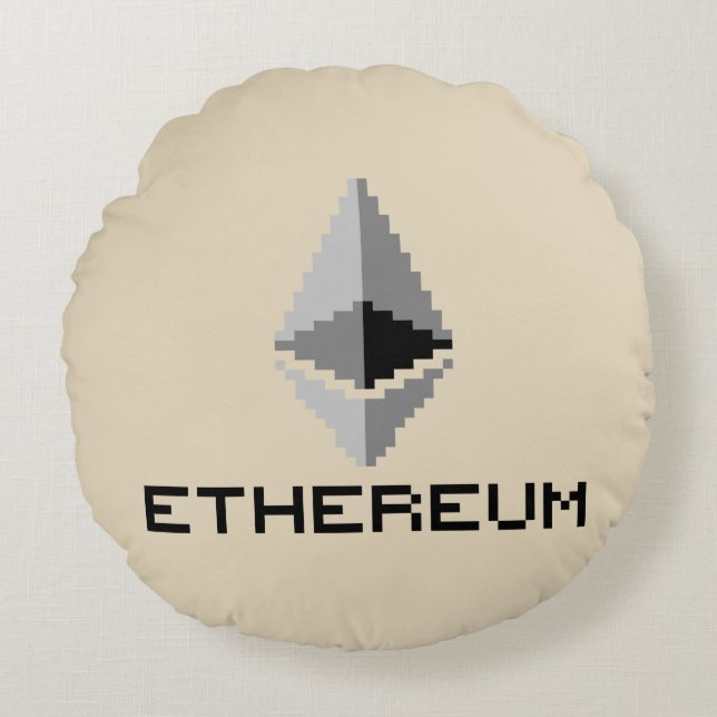 Redondo Cojín de Ethereum ETH Logo de 8 bits (Anverso)