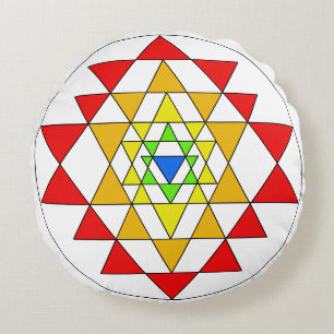 Redondo Cojín de meditación de Sri Yantra multicolor