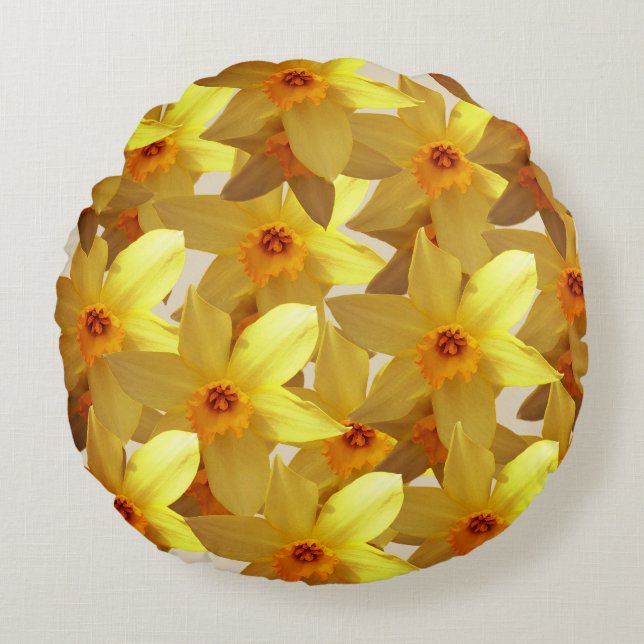 Redondo Cojín de narcisos en flor (Anverso)