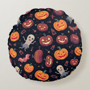 Redondo cojín de patrón de Halloween