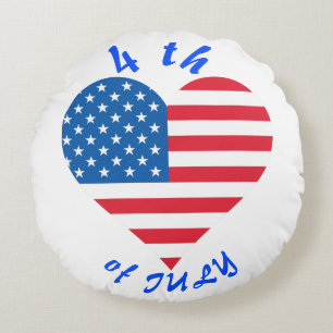Redondo Cojín decorativo 4 de julio con bandera de Estados