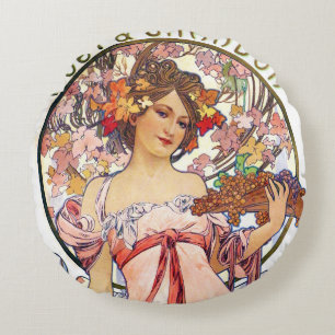 Redondo Cojín decorativo Alphonse Mucha