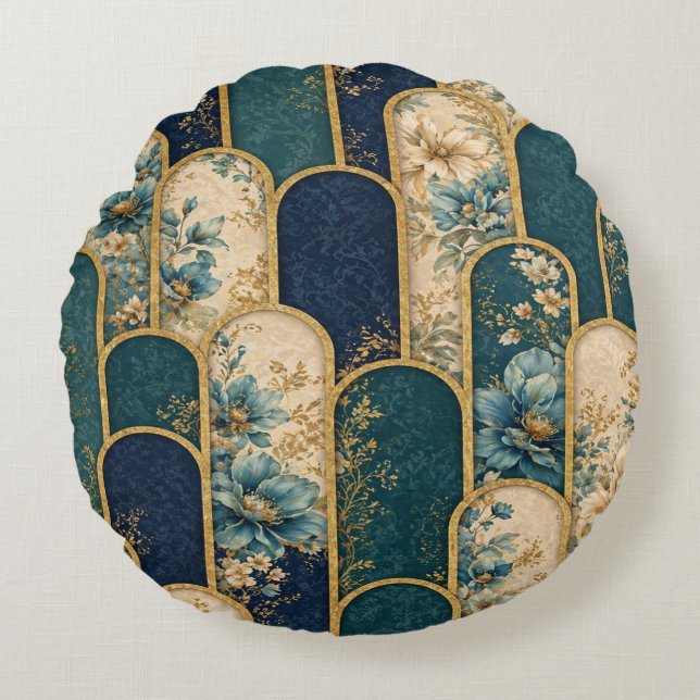 Redondo Cojín decorativo Art Déco elegante (Anverso)