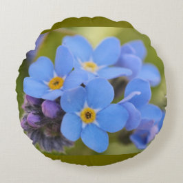 Redondo Cojín decorativo azul de la flor de la nomeolvides