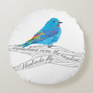 Redondo Cojín decorativo Bluebird, en algún lugar sobre el