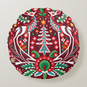 Redondo Cojín decorativo bordado nórdico súper detallado