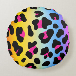 Redondo Cojín decorativo Cheetah Rainbow