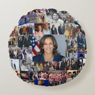 Redondo Cojín decorativo Collage Kamala Harris