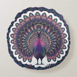 Redondo Cojín decorativo Cosmic Peacock Mandala