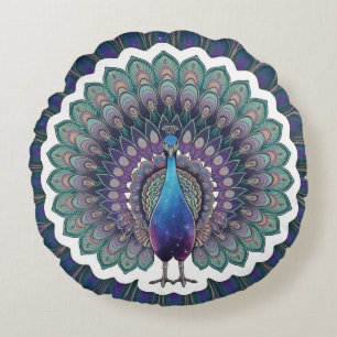 Redondo Cojín decorativo Cosmic Peacock Mandala