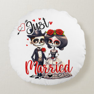 Redondo Cojín decorativo Cute Sugar Skull