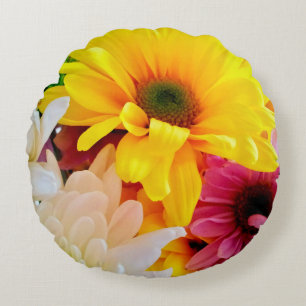 Redondo Cojín decorativo de Daisies mixto