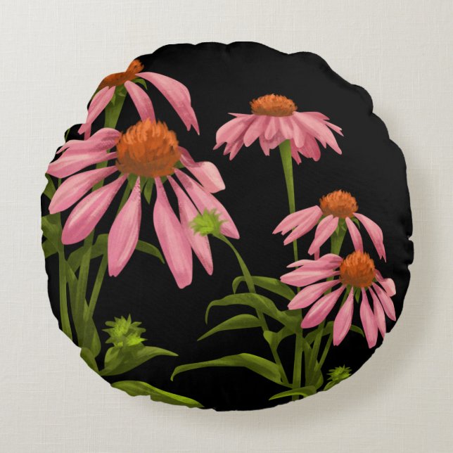 Redondo cojín decorativo de flores (Anverso)