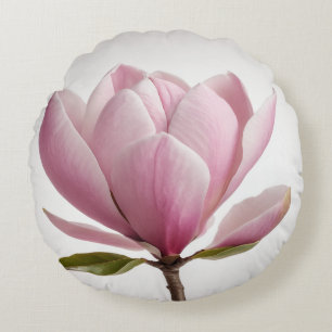 Redondo Cojín decorativo de fondo blanco de flores de magn
