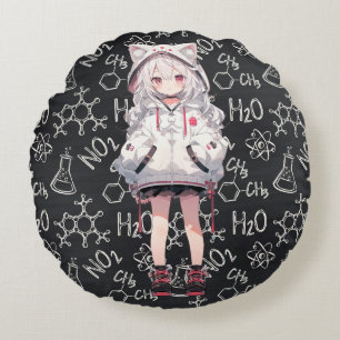 Redondo Cojín decorativo de Fórmula Química de Anime Neko