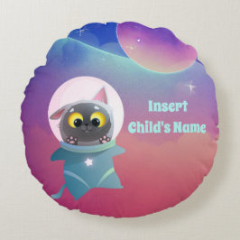 Redondo Cojín decorativo de gato espacial personalizado