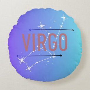 Redondo Cojín decorativo de gradiente azul de virgo zodiac