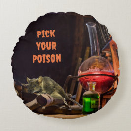 Redondo Cojín decorativo de Halloween, elige tu veneno
