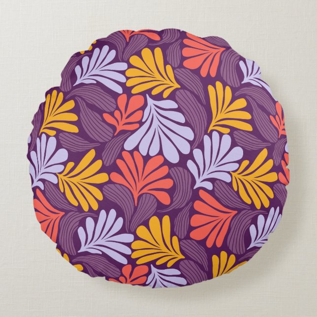 Redondo Cojín decorativo de hoja retro redonda (Anverso)