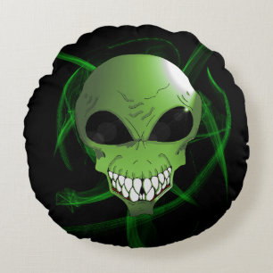 Redondo Cojín decorativo de la Ronda Extraterrestre Verde