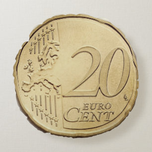 Redondo Cojín decorativo de monedas en euros