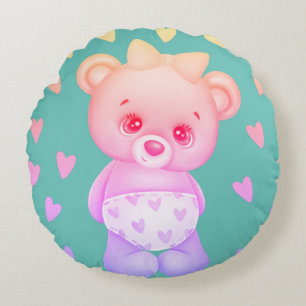 Redondo Cojín decorativo de oso de color multicolor de imp