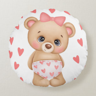 Redondo Cojín decorativo de oso de peluche de impresión ro