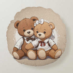 Redondo Cojín decorativo de oso de peluche para niños