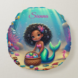 Redondo Cojín decorativo de patrimonio negro/mixto con mer